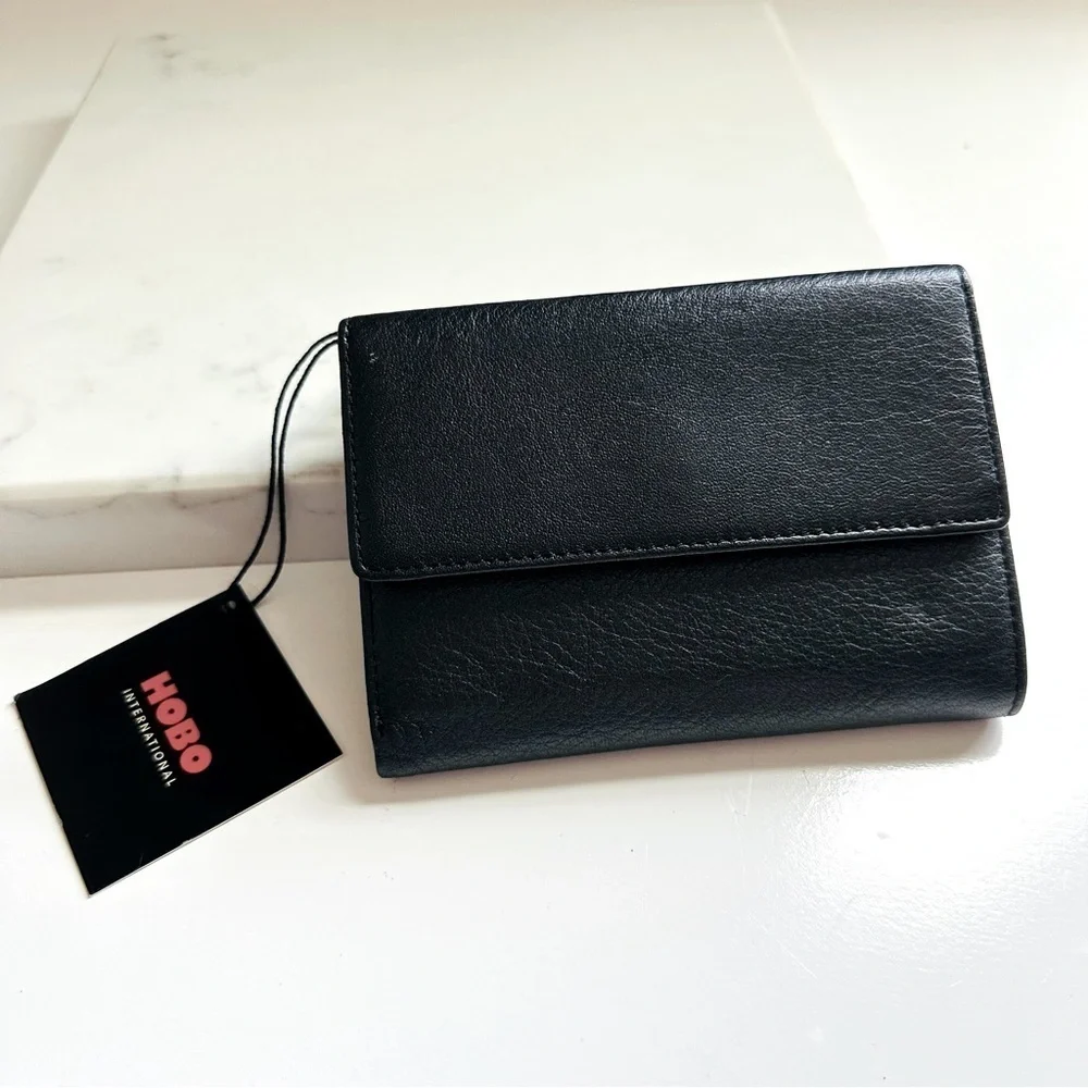NWT Hobo International Ares Black Leather Wallet